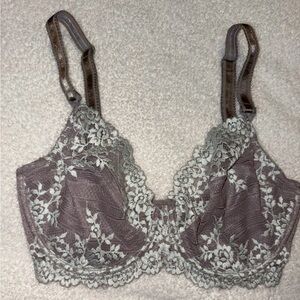 Wacoal Embrace Lace Bra 32DD Women Unlined Underwire Taupe with embroidery 65191